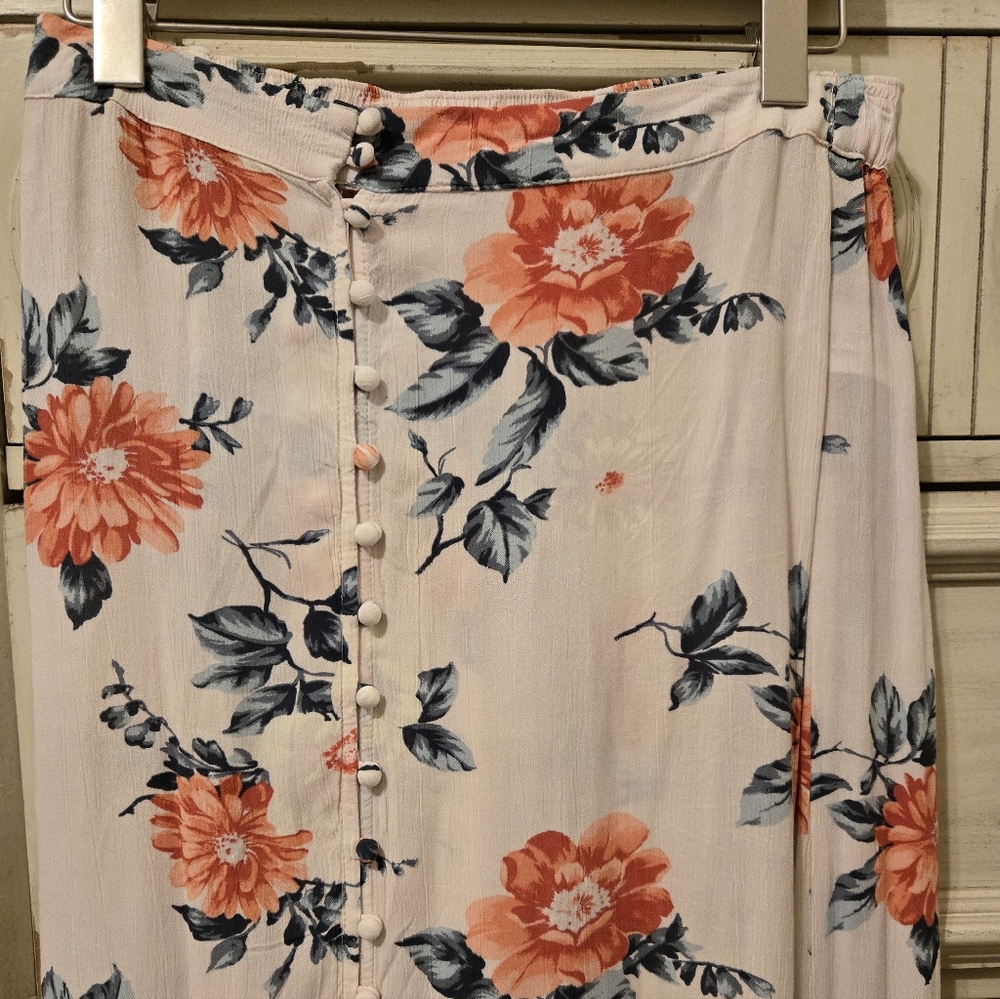 American Eagle Outfitters Floral Maxi Skirt - Cream and Orange - Picture 2 of 4